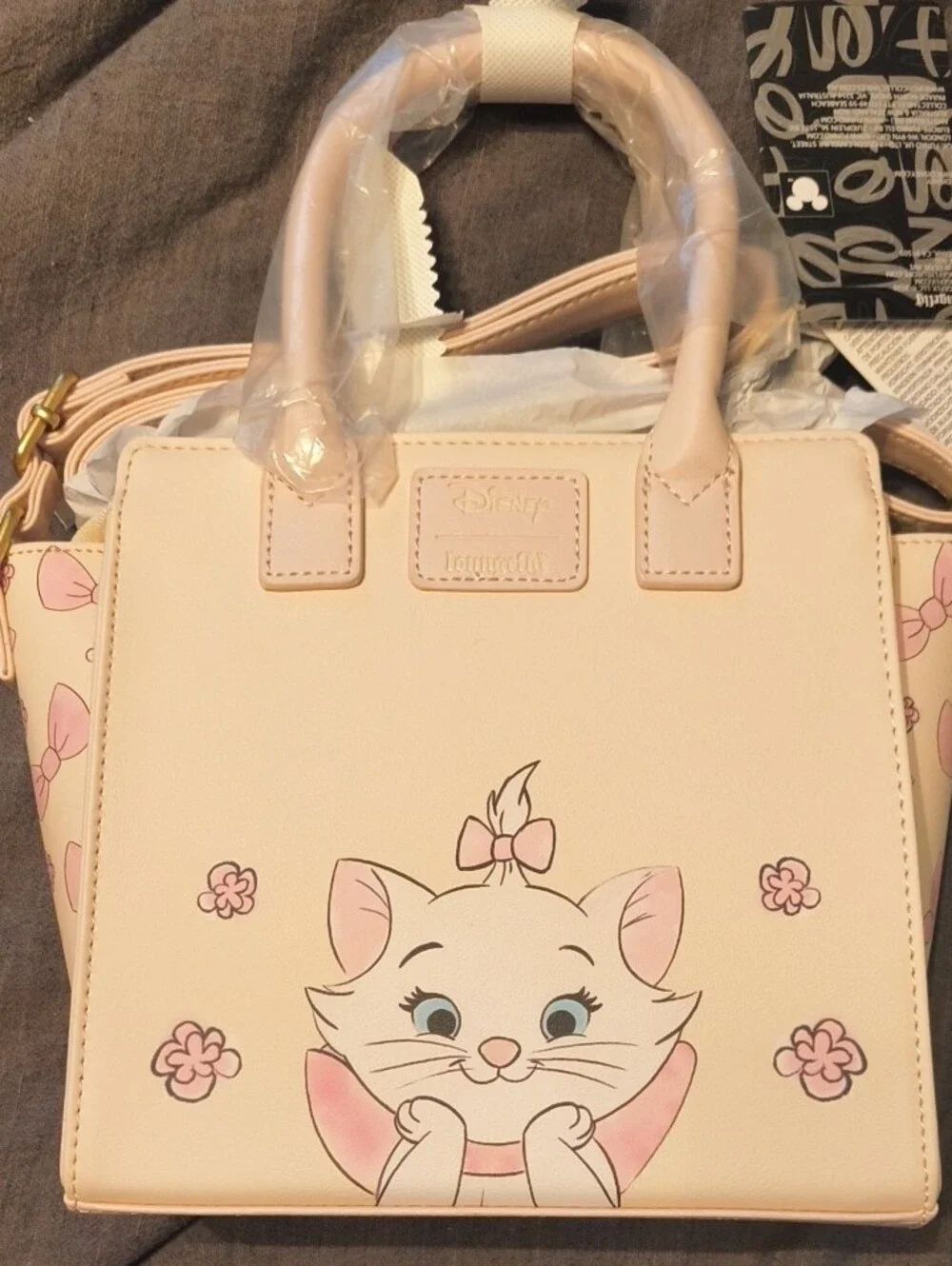 Pink Cartoon Cat Top-Handle Tote Bag